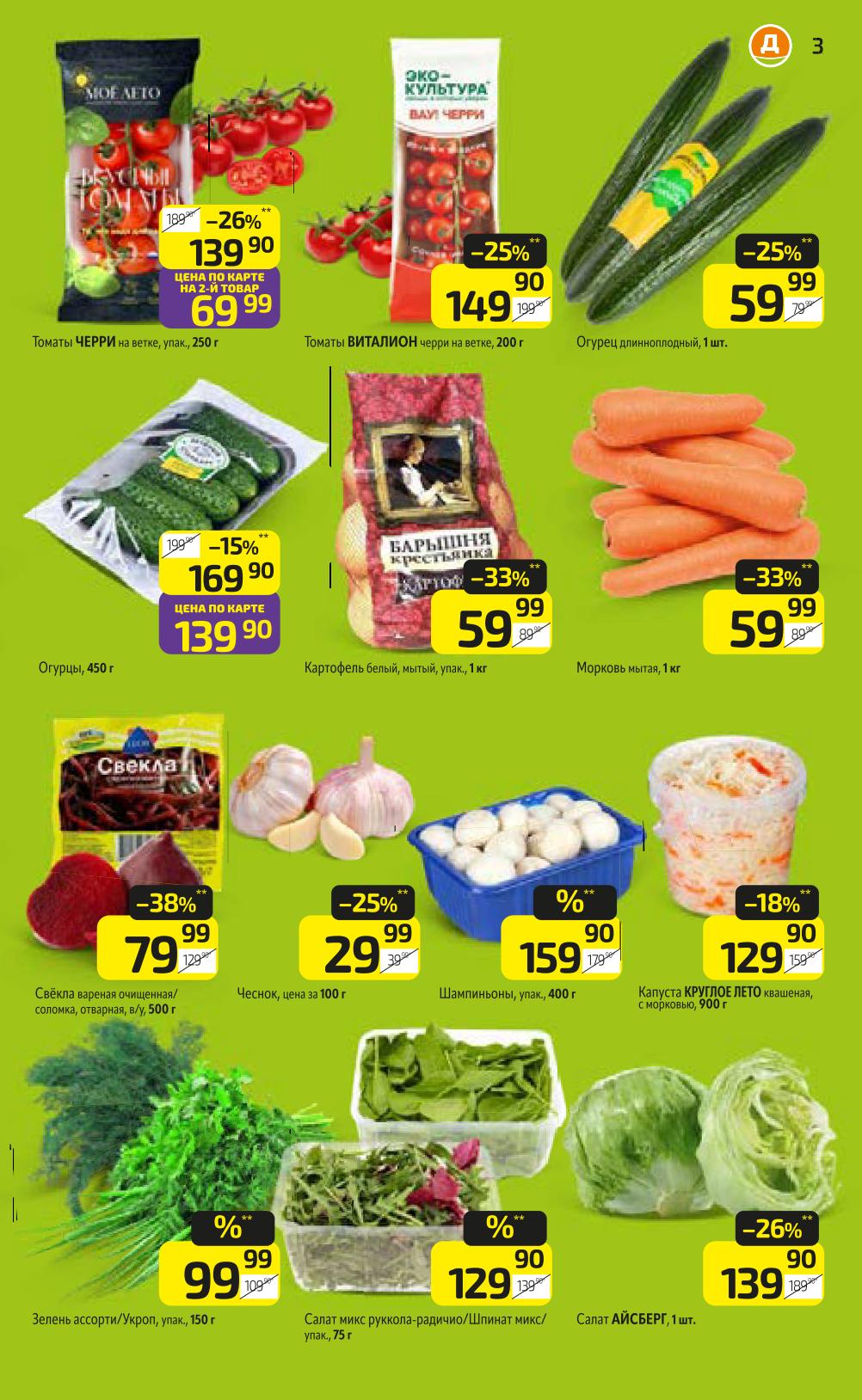 Томаты Черри, огурцы, морковь, шампиньоны, салат Айсберг. Морковь мытая 59р/кг, шампиньоны упаковка 400г за 159р.